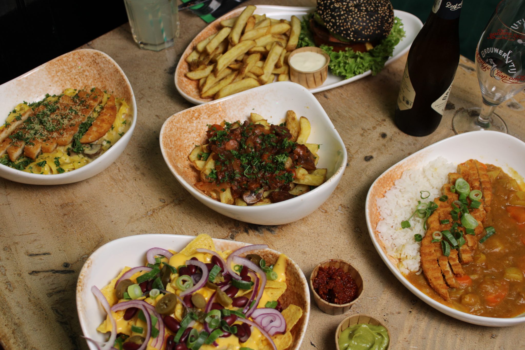 Dishes to share, seen from above